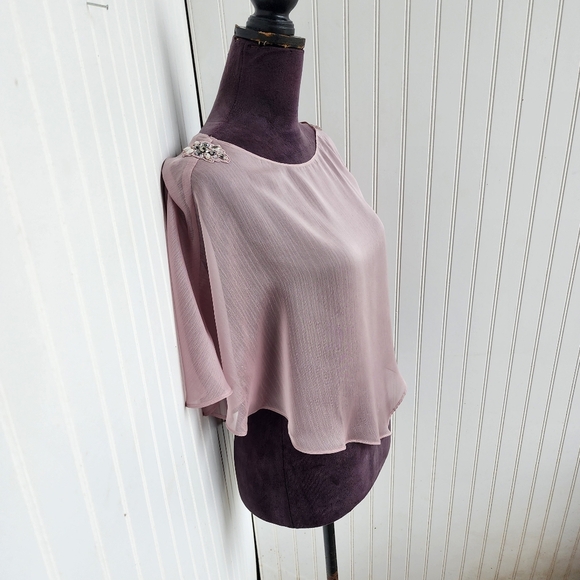 Zara Brown and Tan Asymmetrical Blouse with Flutter Sleeves - Picture 3 of 12